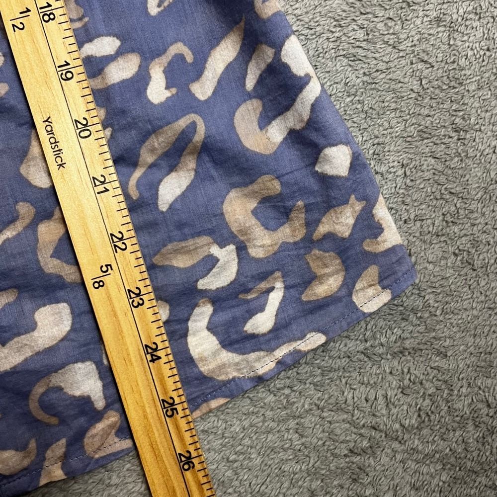 Ann Taylor Blue Leopard Print Ruffle Sleeveless Button Down Cotton Blouse Size 6 - Picture 5 of 7